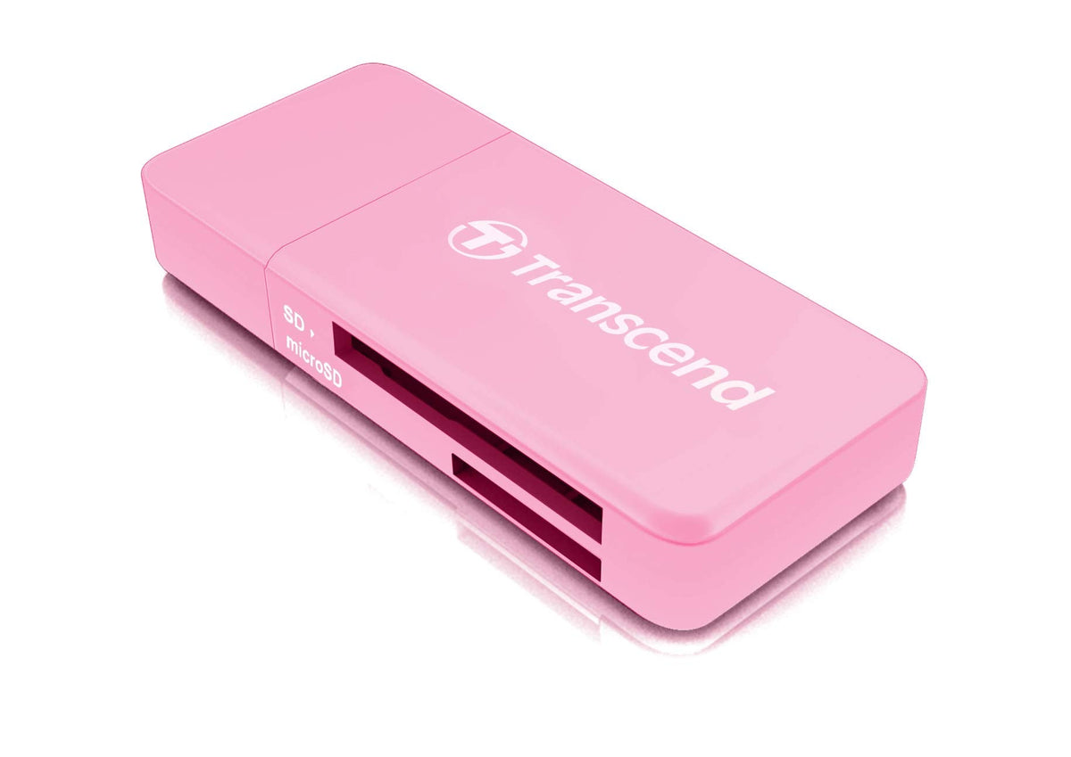 Transcend RDF5 SD and microSD Card Reader, USB 3.1 Gen 1 Type-A - Pink
