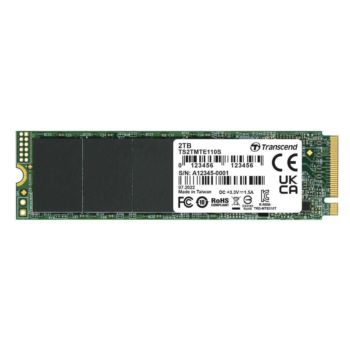 Transcend MTE110S M.2 2280 NVMe PCIe Gen3 x4 SSD - 2TB