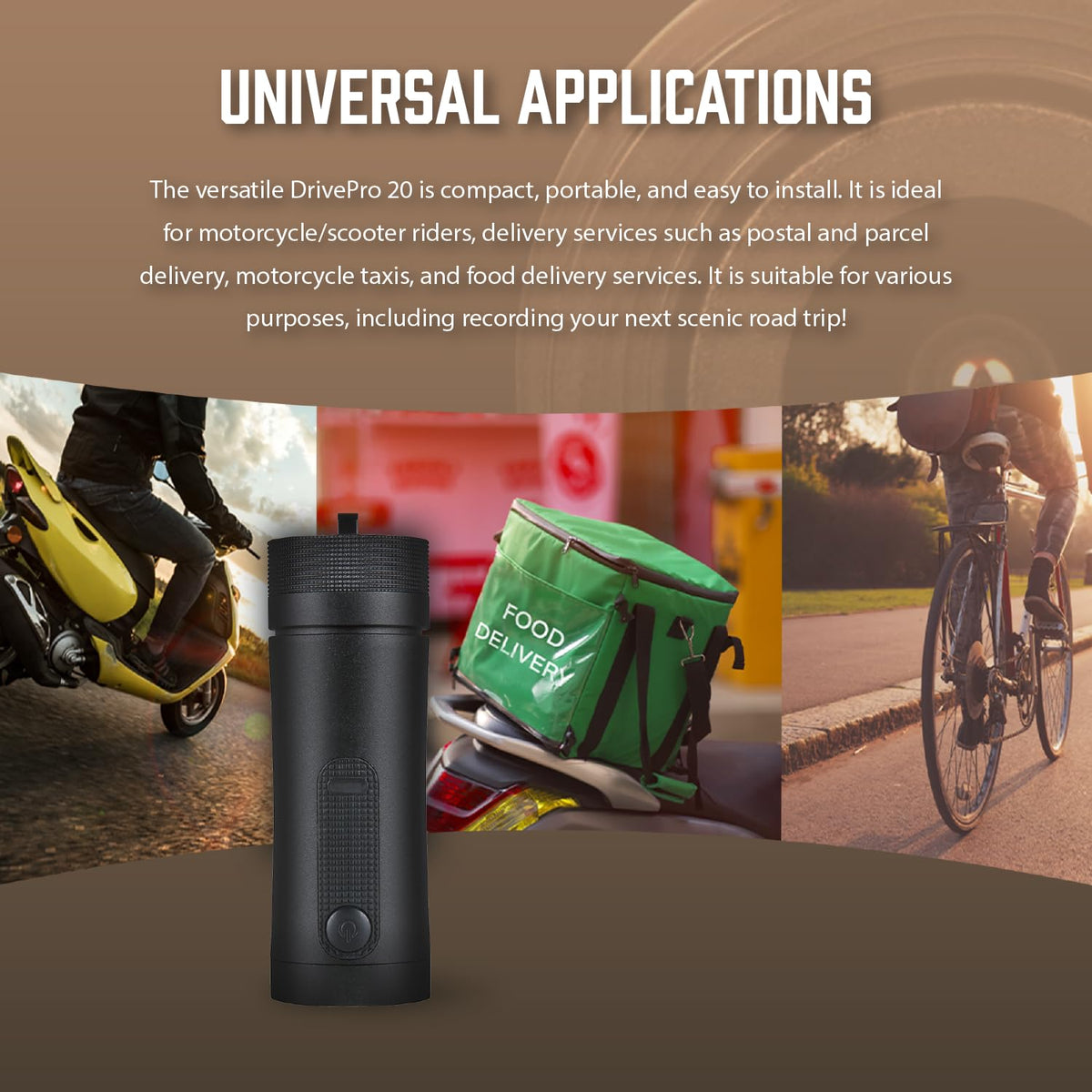 Transcend DrivePro 20 Motorcycle Dashcam, Full HD 1080p, IP68