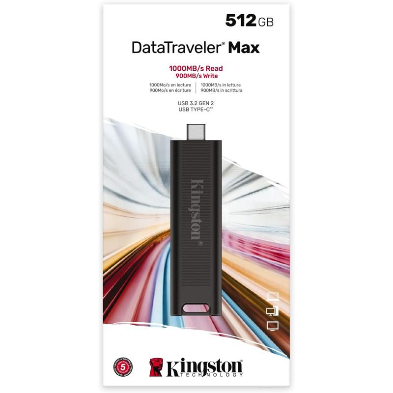 Kingston DataTraveler Max USB-C Flash Drive with USB 3.2 Gen 2 - 512GB (KIN-DTMAX/512GB-S)