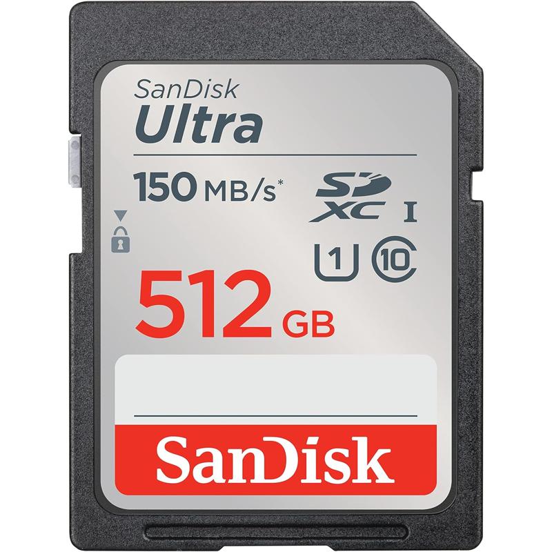 SanDisk Ultra SDHC UHS-I Memory Card (120MB/s to 150/MB/s) C10 - 512GB (150MB/s)