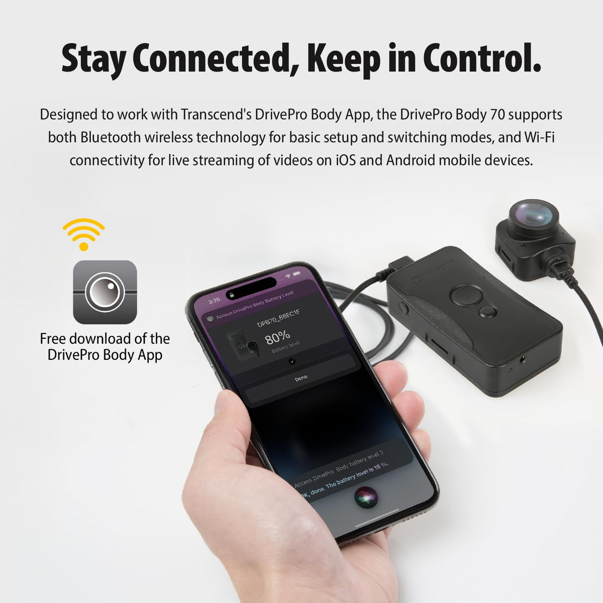Transcend DrivePro Body 70, Body Camera w/ 64GB Storage