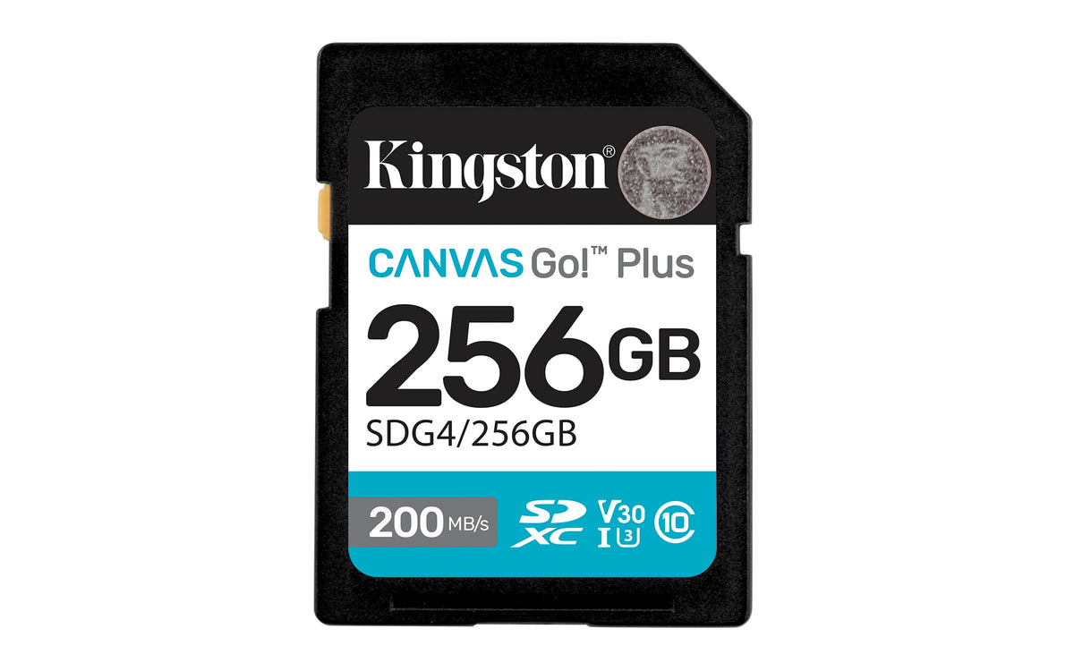 Kingston Canvas Go Plus SDXC Memory Card Gen4 200MB/s C10 UHS-I U3 - 256GB