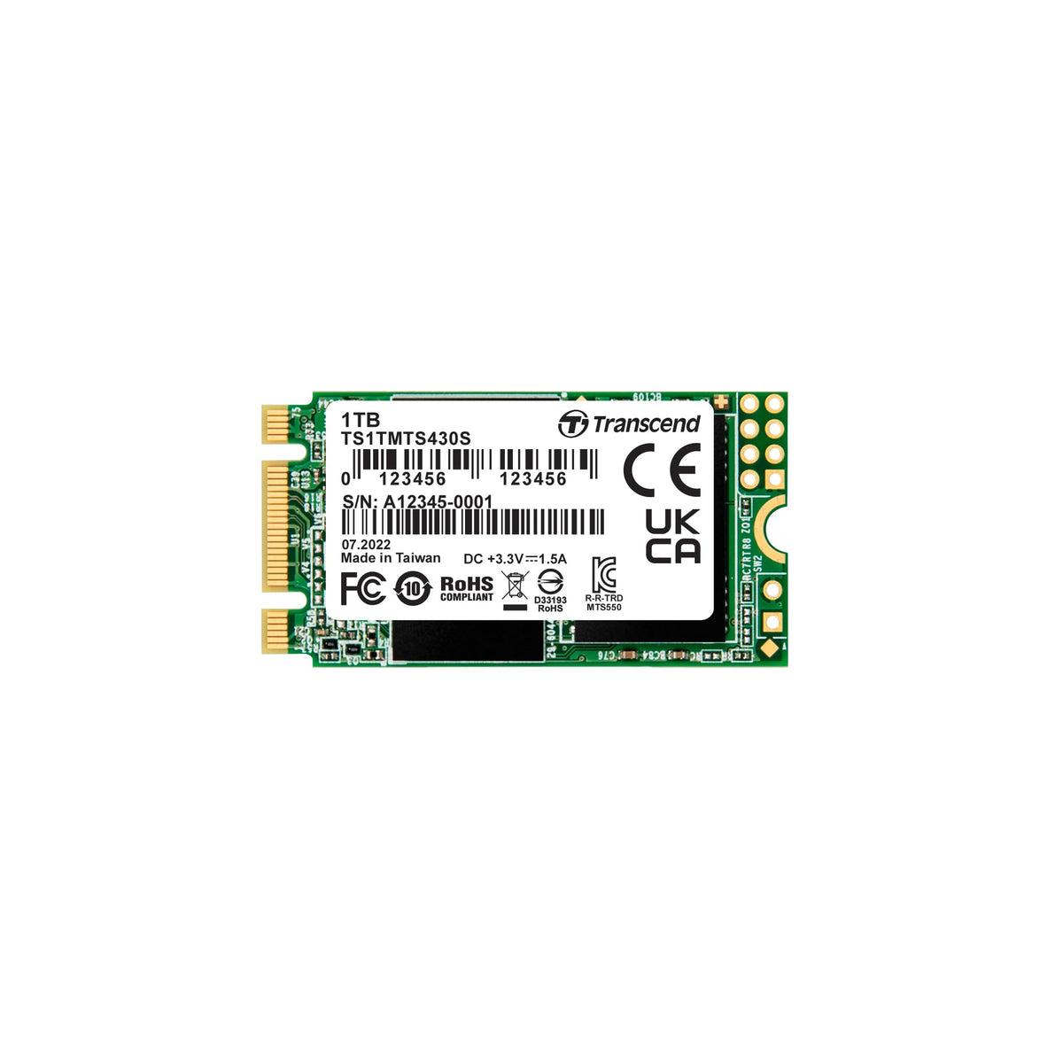 Transcend MTS430S M.2 2242 SATA III SSD with DRAM Cache - 1TB