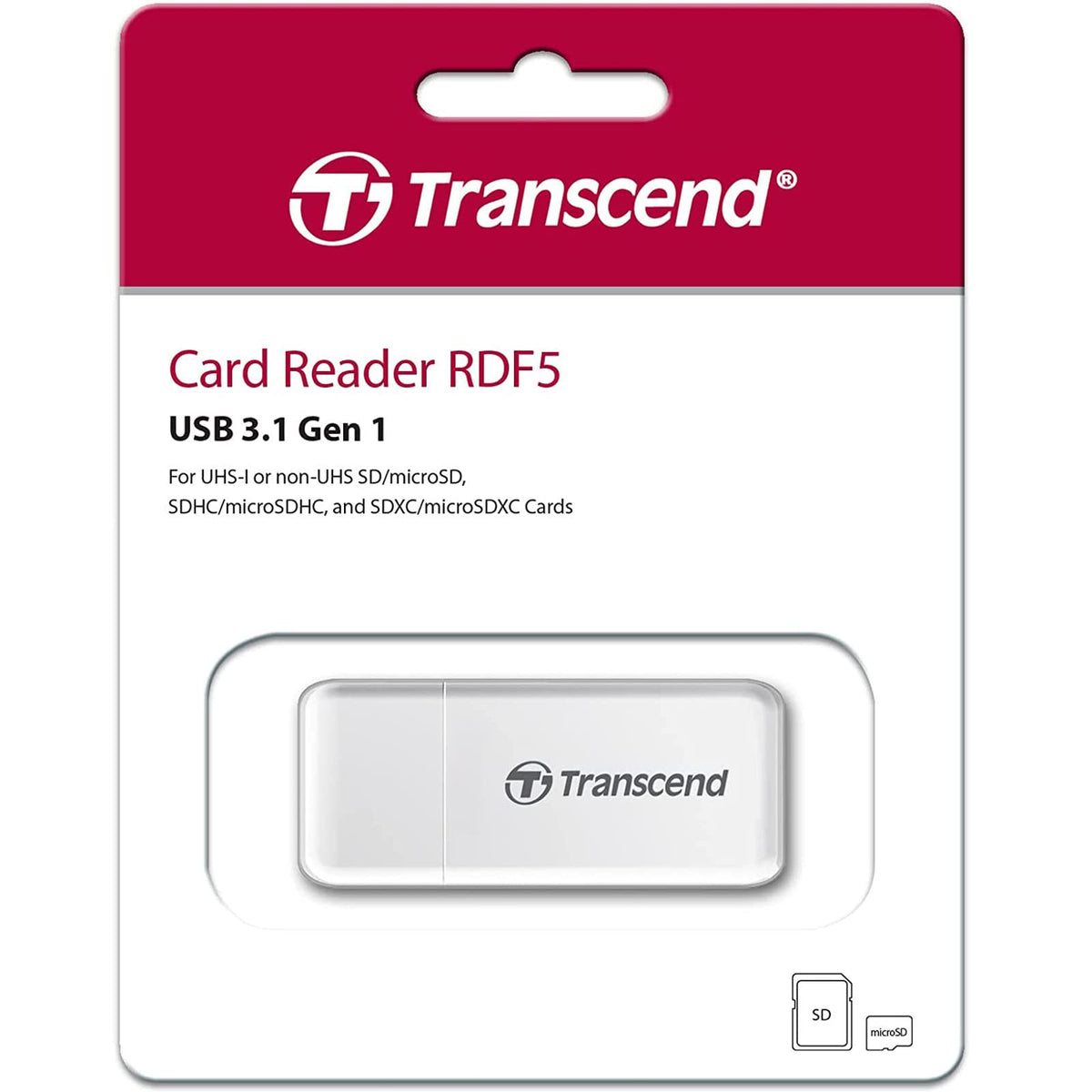 Transcend RDF5 SD and microSD Card Reader, USB 3.1 Gen 1 Type-A