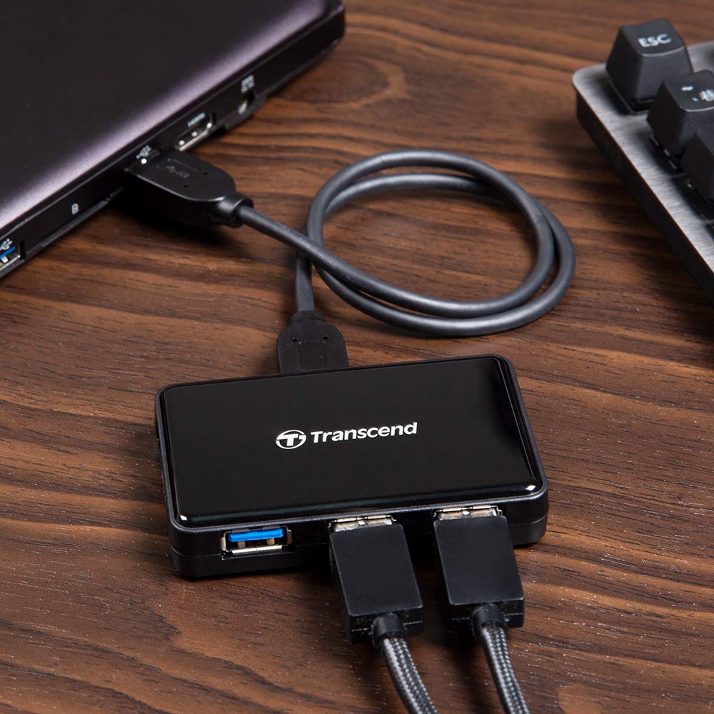 Transcend HUB3 USB 3.0 4-Port Hub with Power Adapter, 2A Charging