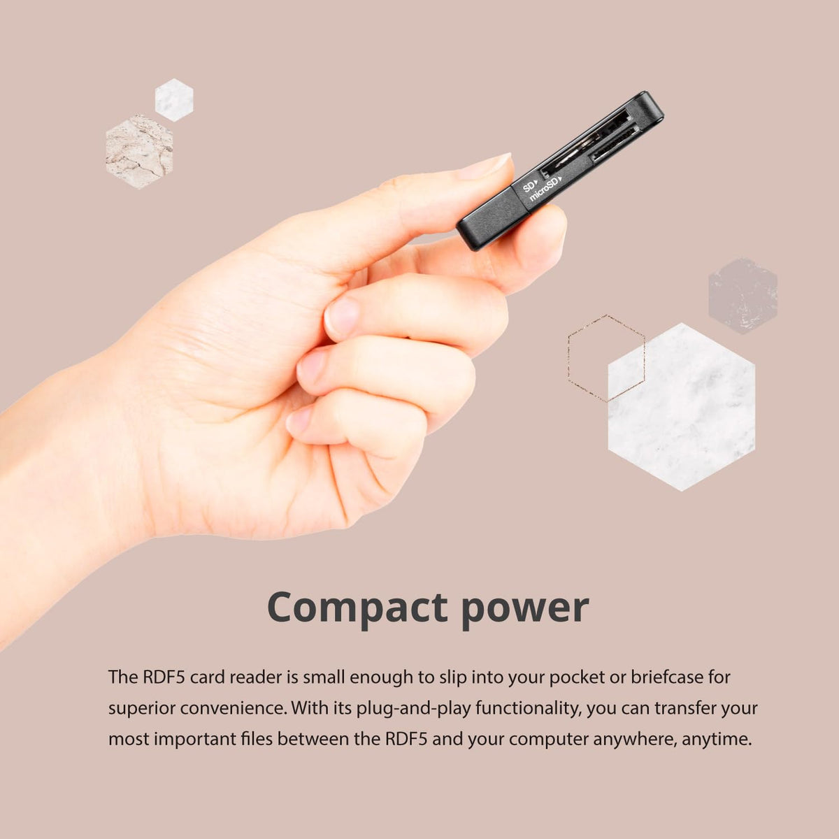 Transcend RDF5 SD and microSD Card Reader, USB 3.1 Gen 1 Type-A