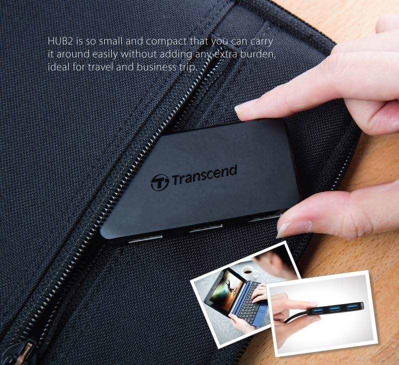 Transcend HUB2 SuperSpeed USB 3.0 4-Port Hub, Bus-Powered