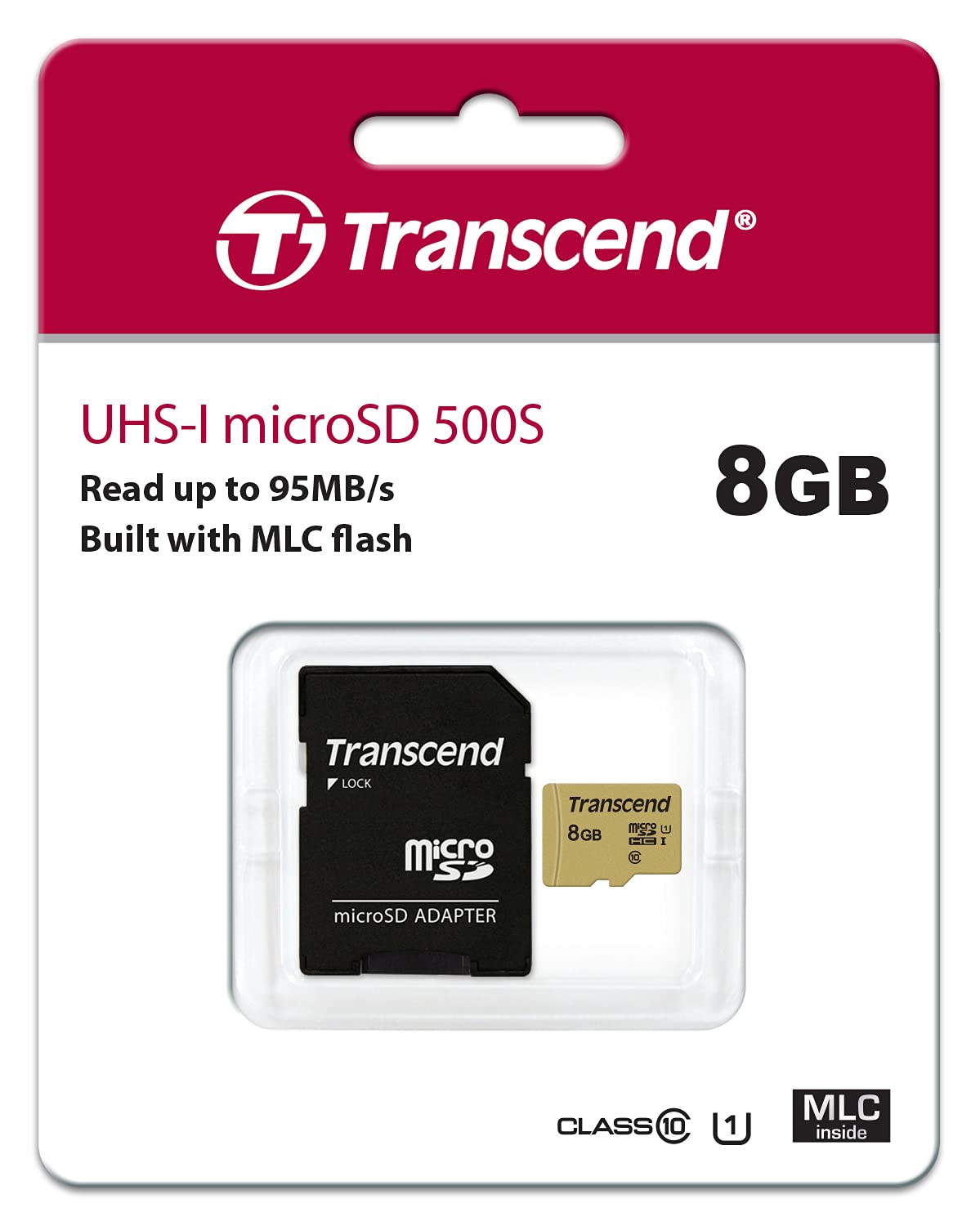 Transcend microSDHC 500S Memory Card UHS-I, MLC, with SD Adapter