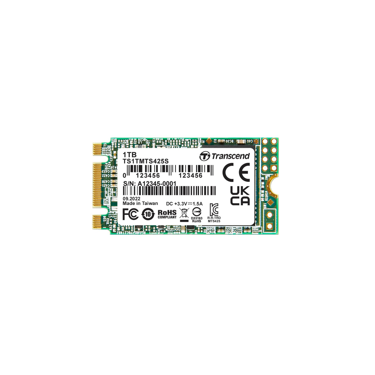 Transcend MTS425S M.2 2242 SATA III SSD, 3D NAND - 2TB