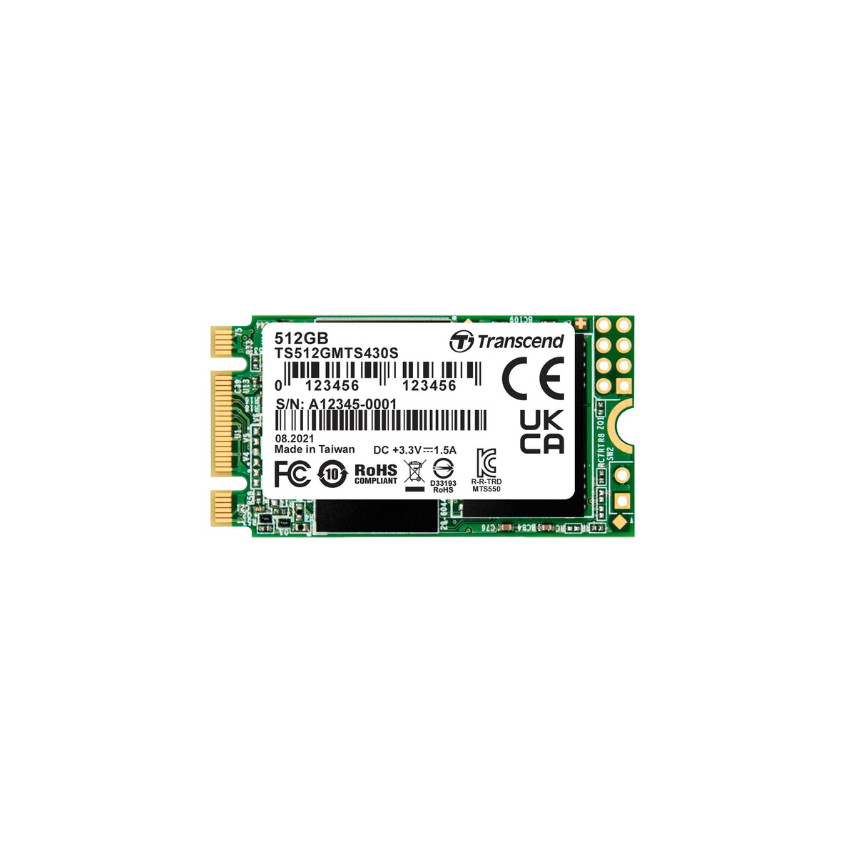 Transcend MTS430S M.2 2242 SATA III SSD with DRAM Cache - 512GB