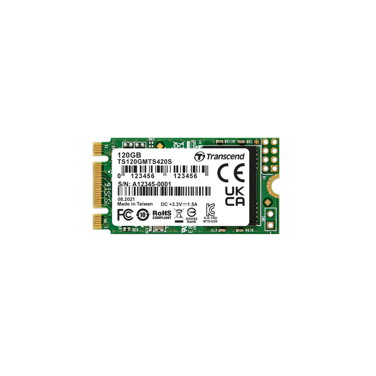 Transcend MTS420S M.2 2242 SATA III SSD, 3D NAND - 120GB