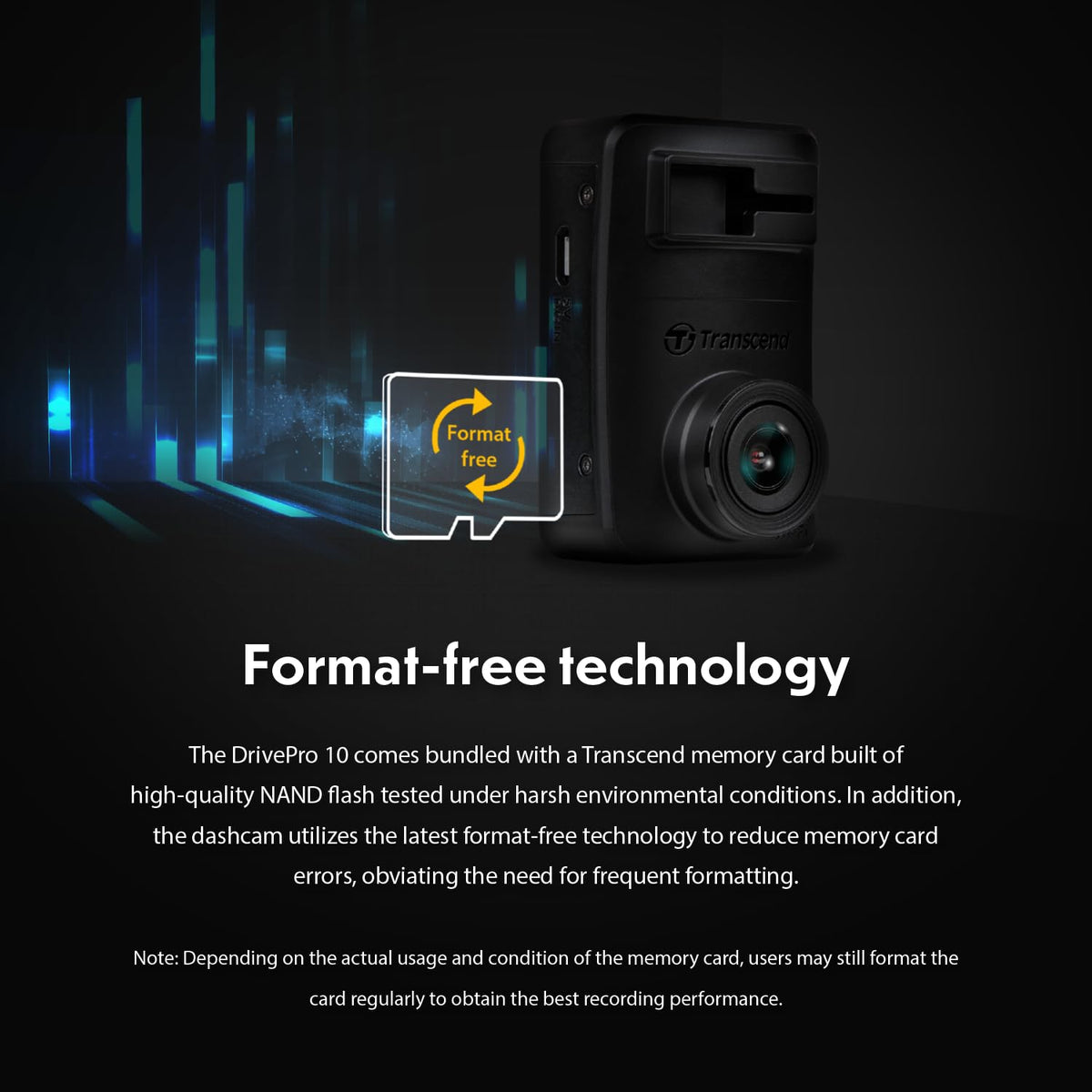 Transcend DrivePro 10 Dashcam 2K QHD 1440p with 64GB microSD