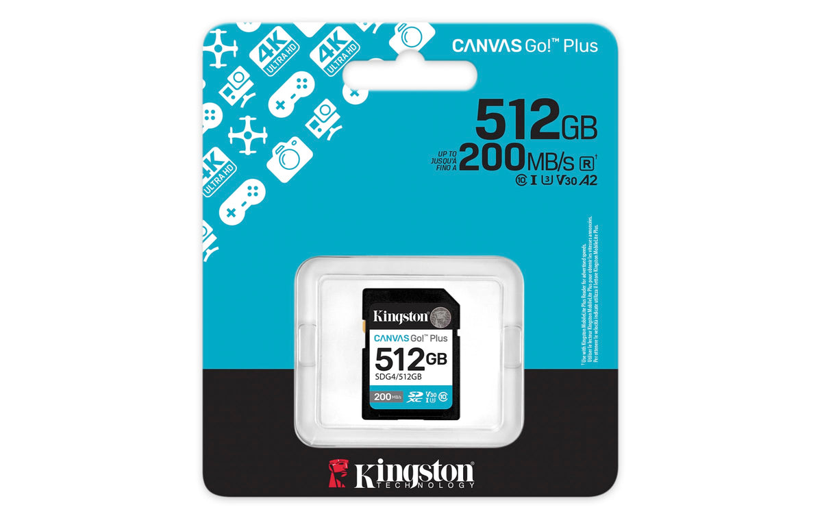 Kingston Canvas Go Plus SDXC Memory Card Gen4 200MB/s C10 UHS-I U3
