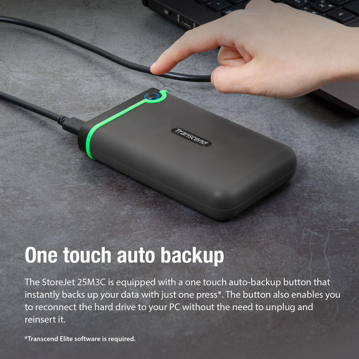 Transcend StoreJet 25M3 Rugged Portable Hard Drive, Anti-Shock