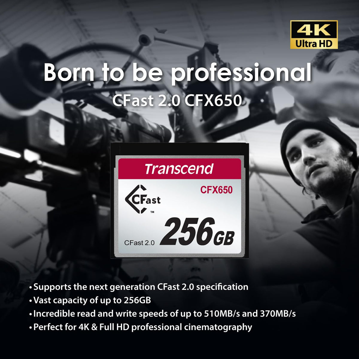 Transcend CFast 2.0 CFX650 Memory Card, SATA III, MLC NAND