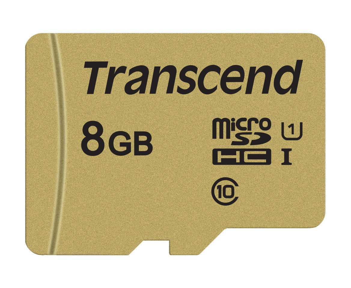 Transcend microSDHC 500S Memory Card UHS-I, MLC, with SD Adapter - 8GB