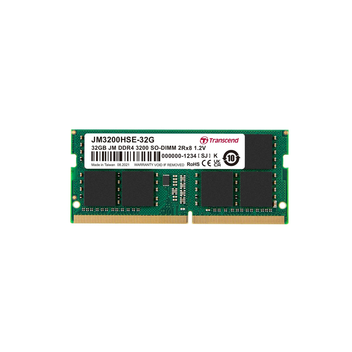 Transcend JetRam JM3200HSE DDR4-3200 SO-DIMM 2Gx8 Laptop Memory - 32GB