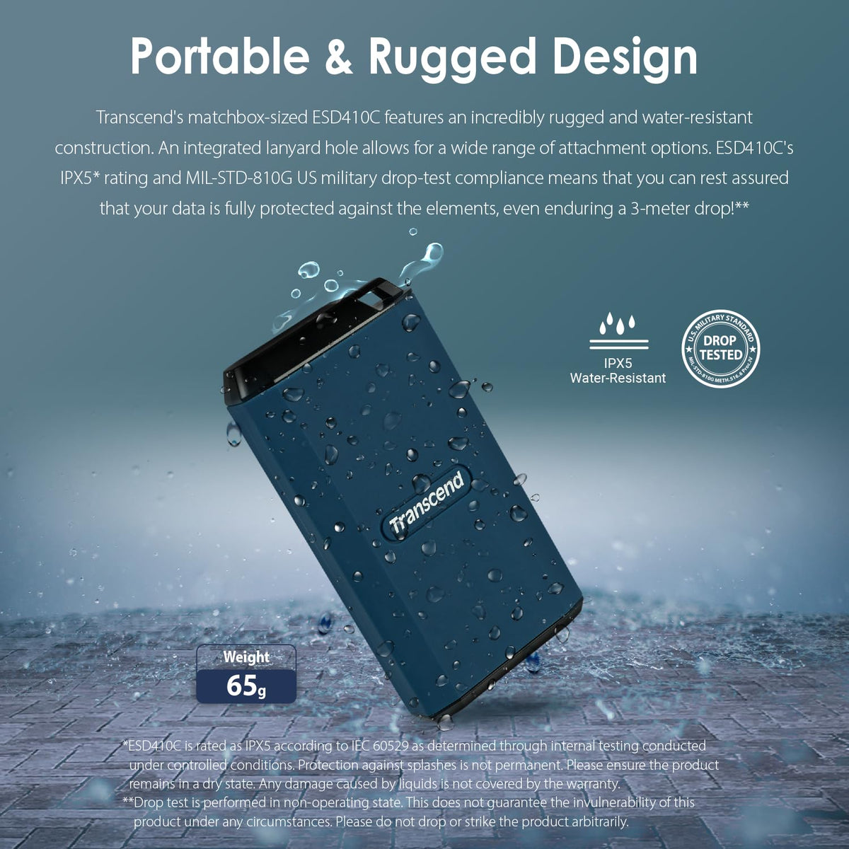 Transcend ESD410C Rugged Portable SSD, USB 20Gbps, IPX5