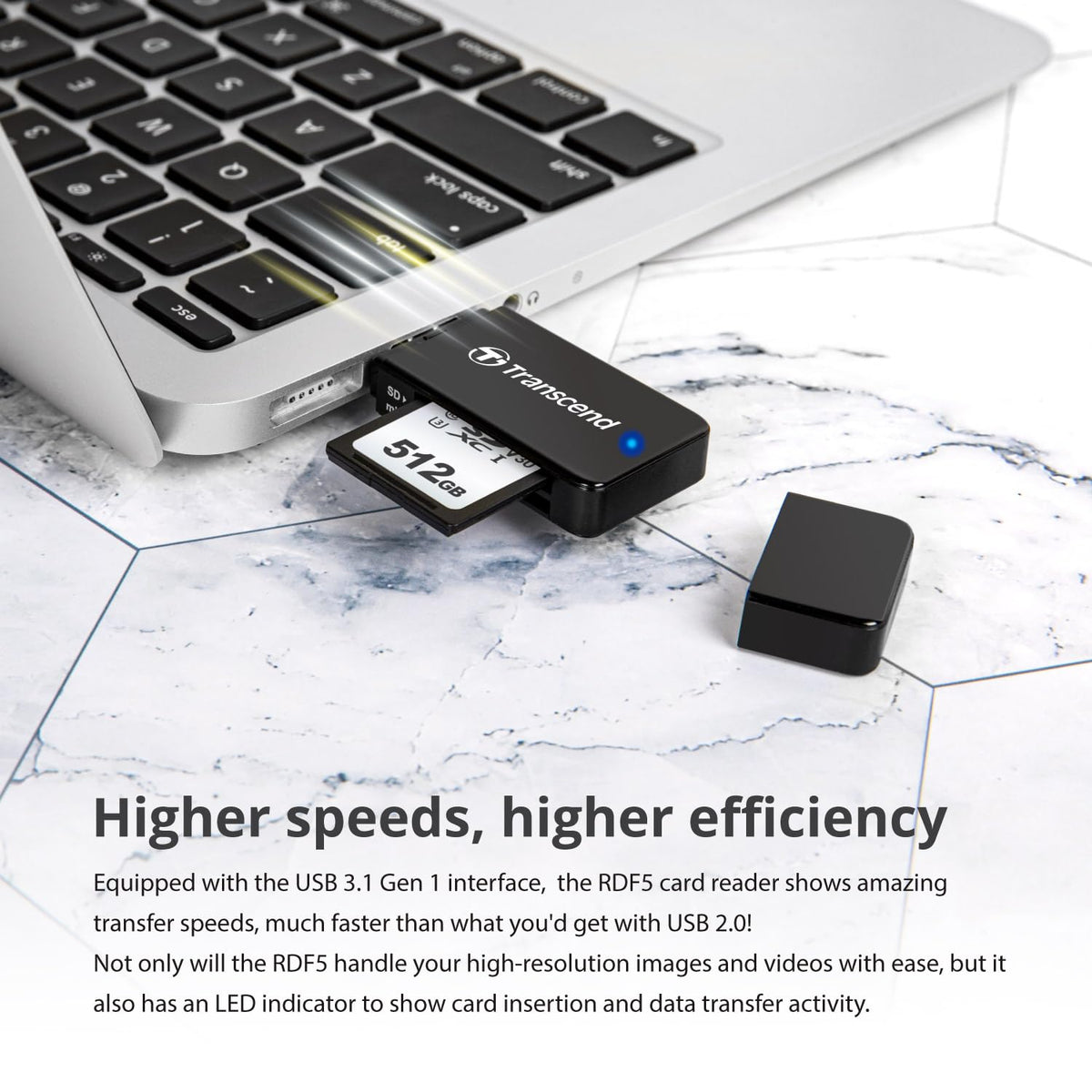 Transcend RDF5 SD and microSD Card Reader, USB 3.1 Gen 1 Type-A