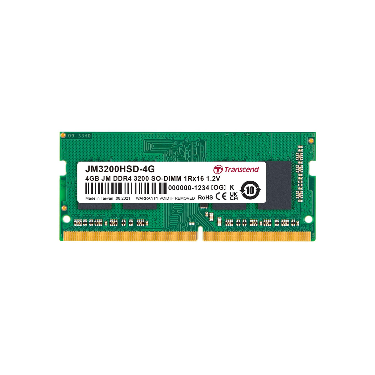 Transcend 4GB JM DDR4 3200 SO-DIMM 1Rx16 512Mx16 CL22 1.2V
