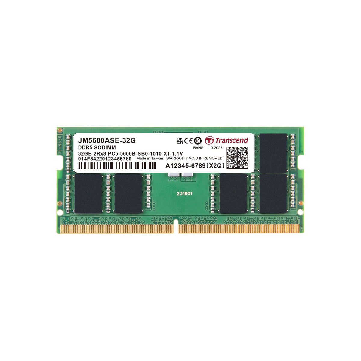 Transcend JetRam JM5600ASE DDR5-5600 SO-DIMM Laptop Memory - 32GB