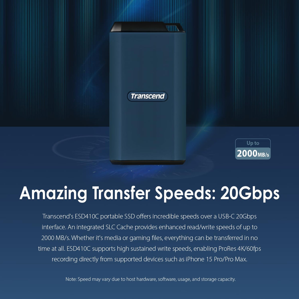 Transcend ESD410C Rugged Portable SSD, USB 20Gbps, IPX5