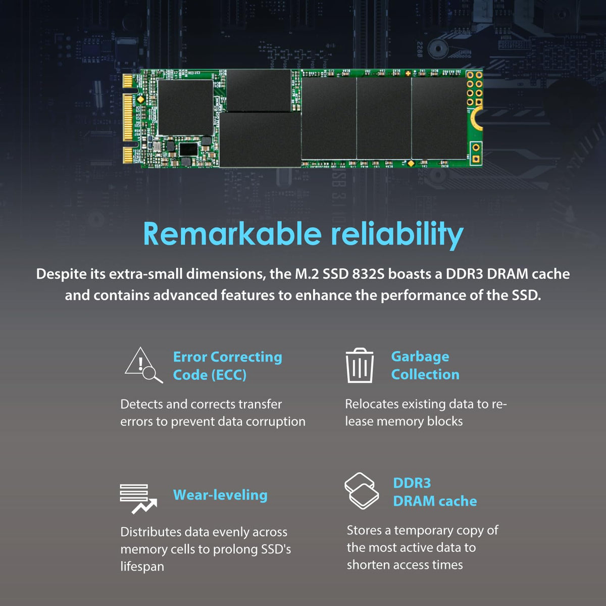 Transcend MTS832S M.2 2280 SATA III SSD, Single-Sided, B+M Key