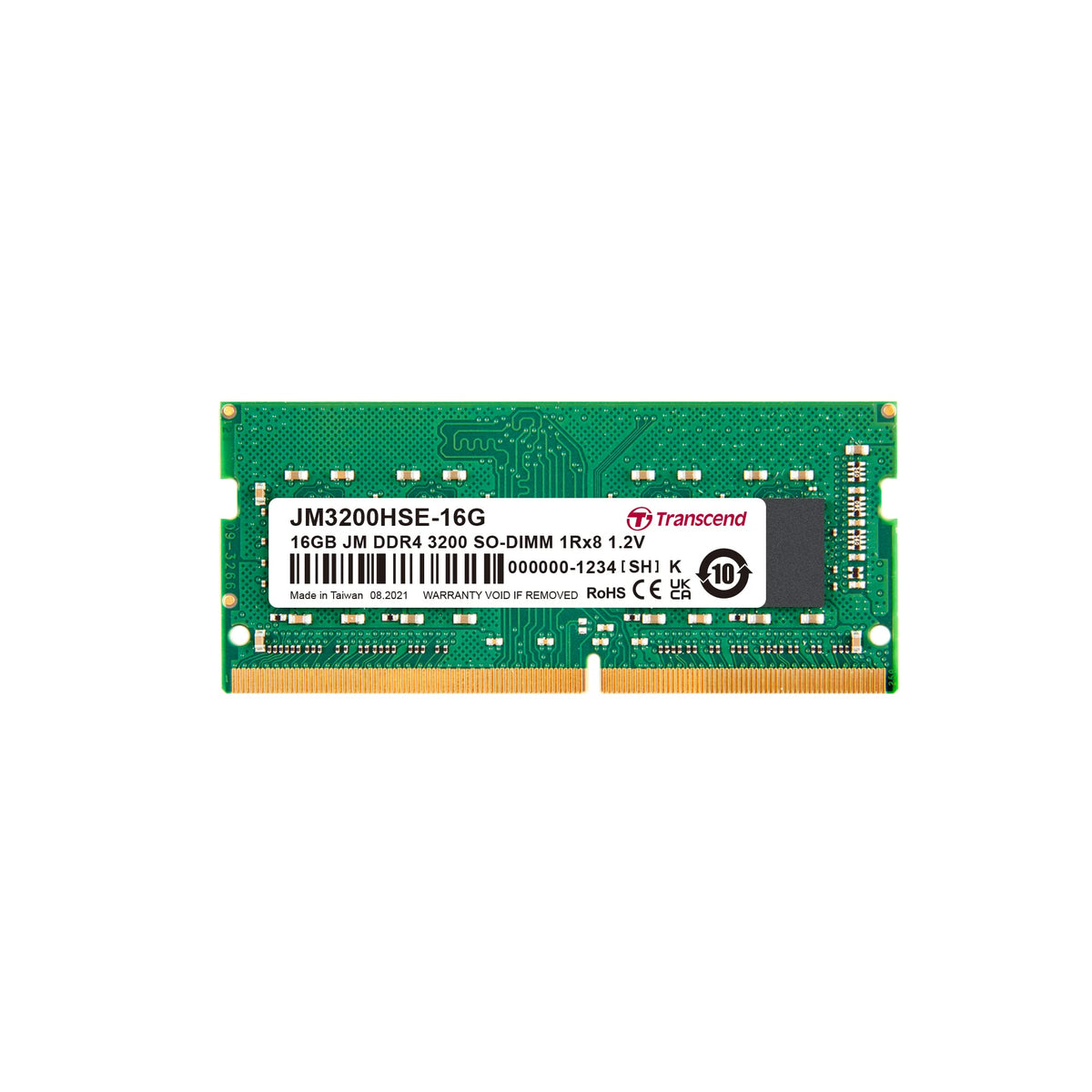 Transcend JetRam JM3200HSE DDR4-3200 SO-DIMM 2Gx8 Laptop Memory - 16GB