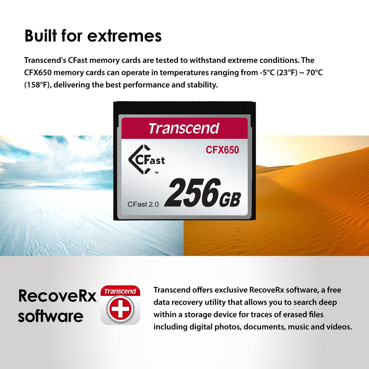Transcend CFast 2.0 CFX650 Memory Card, SATA III, MLC NAND