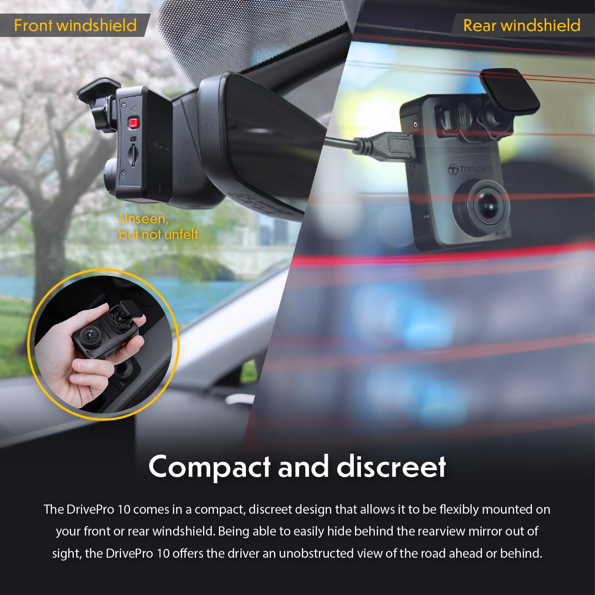Transcend DrivePro 10 Dashcam 2K QHD 1440p with 64GB microSD