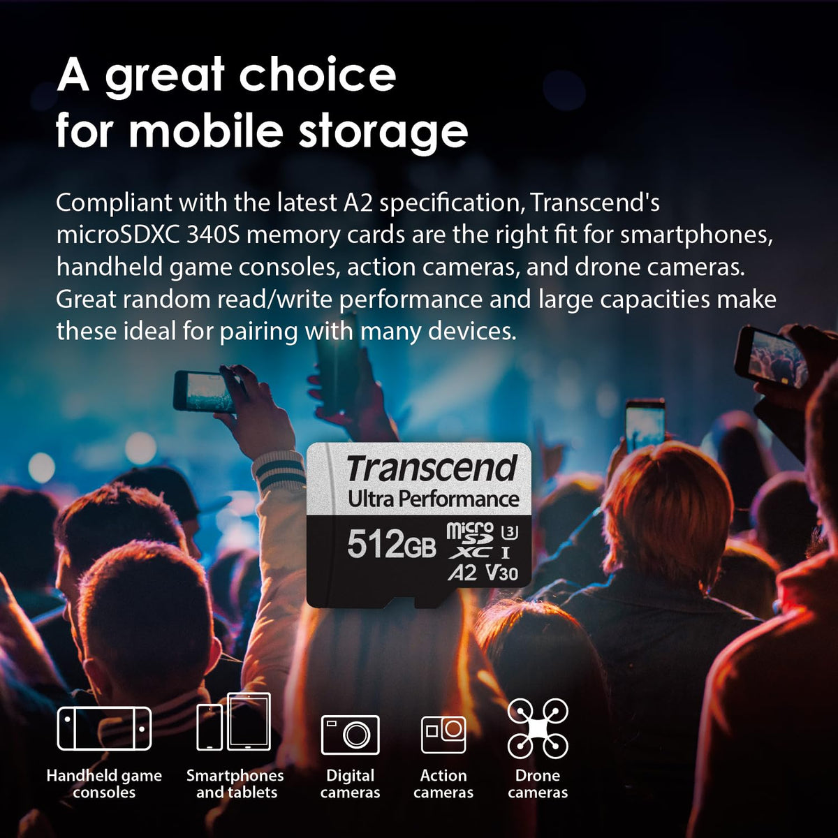 Transcend microSDXC 340S Class 10 UHS-I U3 A2 (TS-GUSD340S)