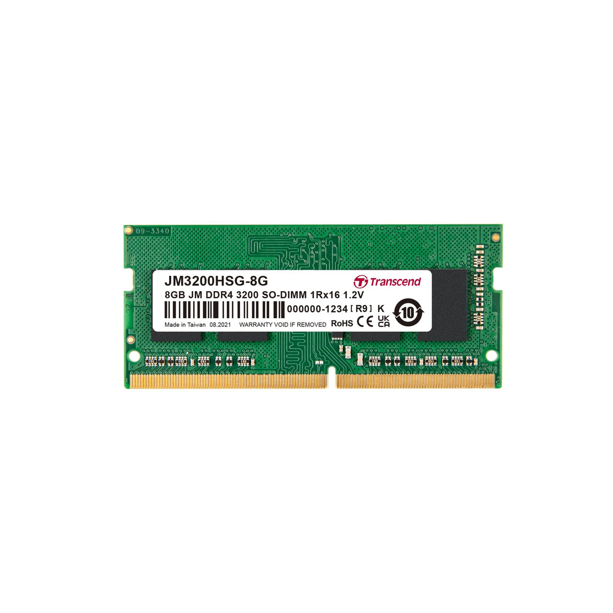 Transcend JetRam 8GB DDR4-3200 SO-DIMM 1Rx16 CL22 Laptop Memory - 8GB
