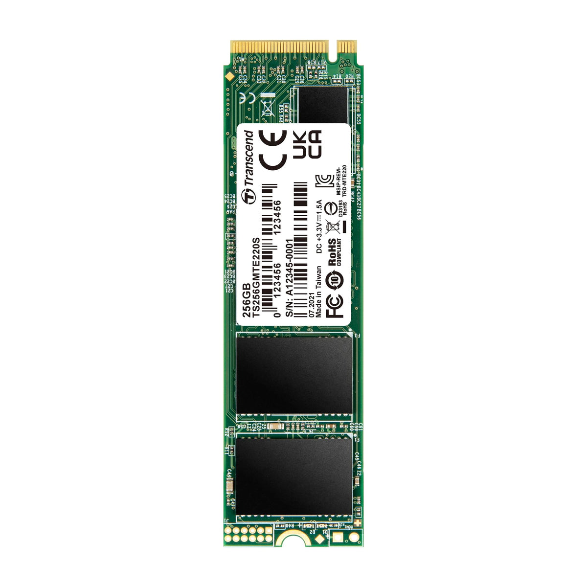 Transcend MTE220S M.2 2280 NVMe PCIe Gen3 x4 SSD, DRAM Cache - 256GB