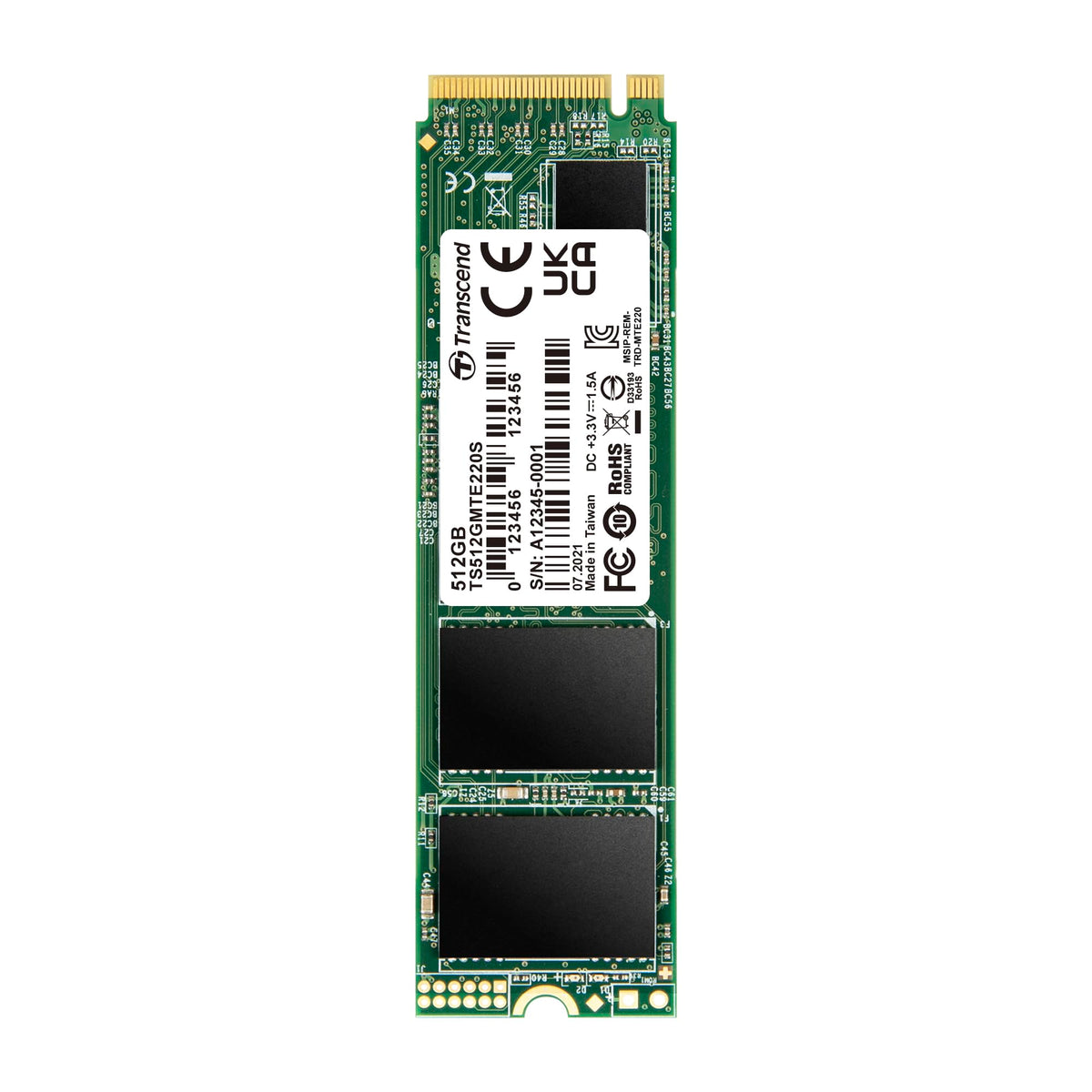 Transcend MTE220S M.2 2280 NVMe PCIe Gen3 x4 SSD, DRAM Cache - 512GB / 1TB
