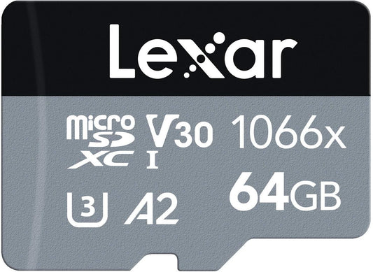 Lexar Professional 1066x microSDXC UHS-I Card w/SD Adapter Silver - 64GB
