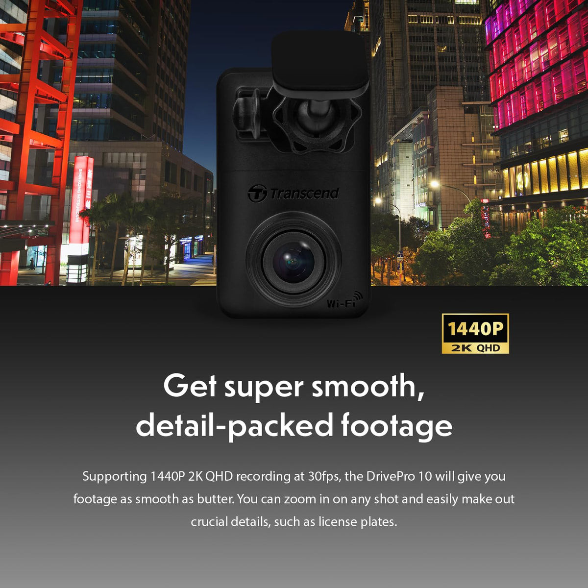 Transcend DrivePro 10 Dashcam 2K QHD 1440p with 64GB microSD