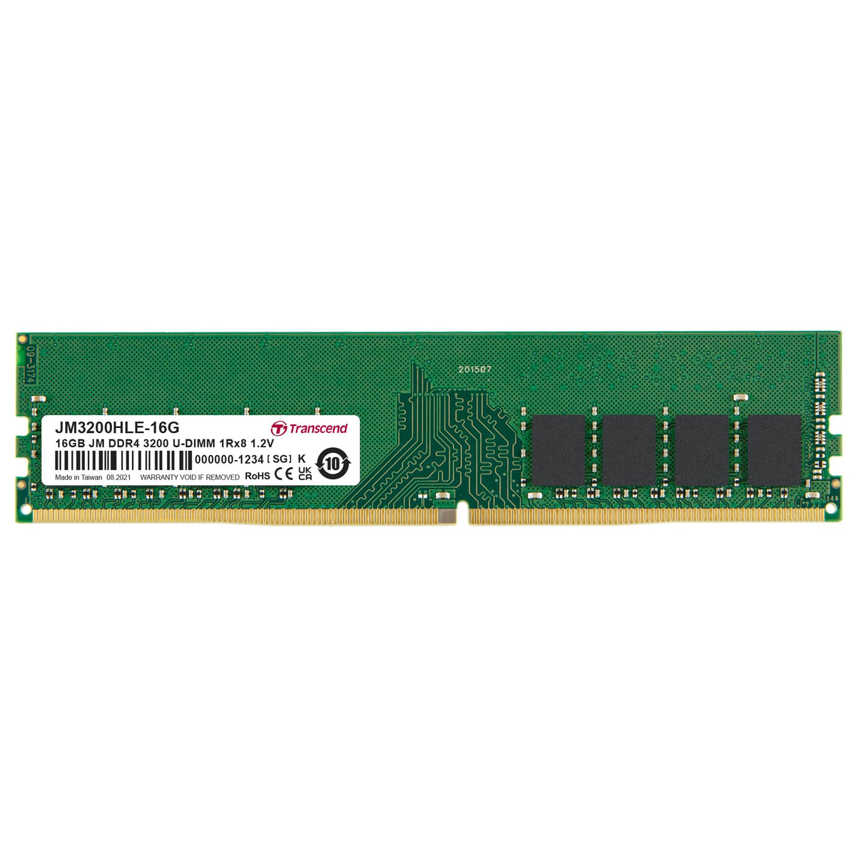 Transcend JetRam JM3200HLE DDR4-3200 U-DIMM CL22 Desktop Memory - 16GB