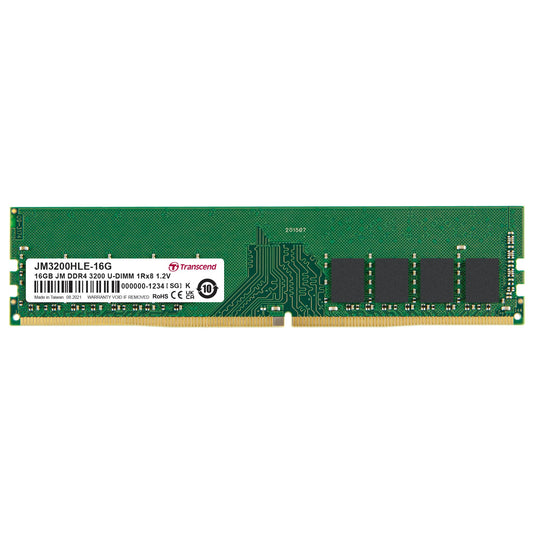Transcend JetRam JM3200HLE DDR4-3200 U-DIMM CL22 Desktop Memory - 16GB