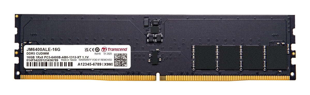 Transcend 16GB JM DDR5 6400 CUDIMM 1Rx8 2Gx8 CL52 1.1V Desktop PC RAM