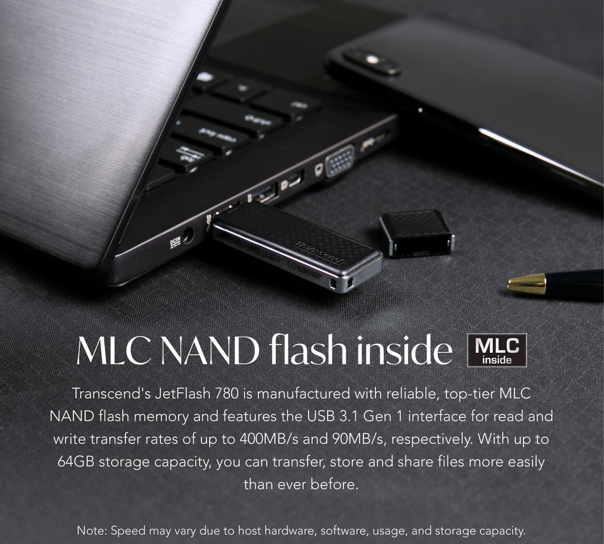 Transcend JetFlash 780 USB 3.1 Gen 1 Flash Drive, MLC NAND