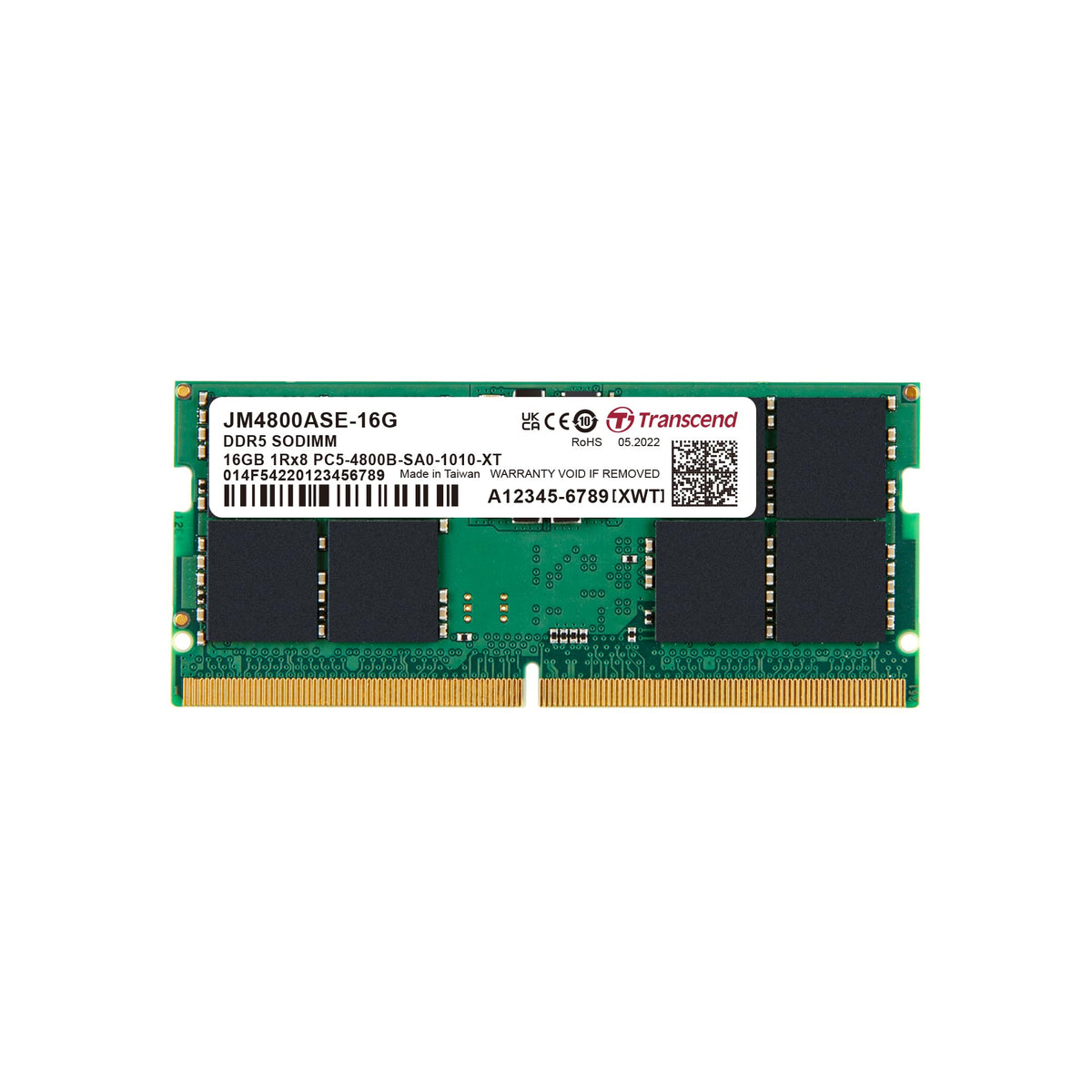 Transcend JetRam JM4800ASE DDR5-4800 SO-DIMM Laptop Memory - 16GB