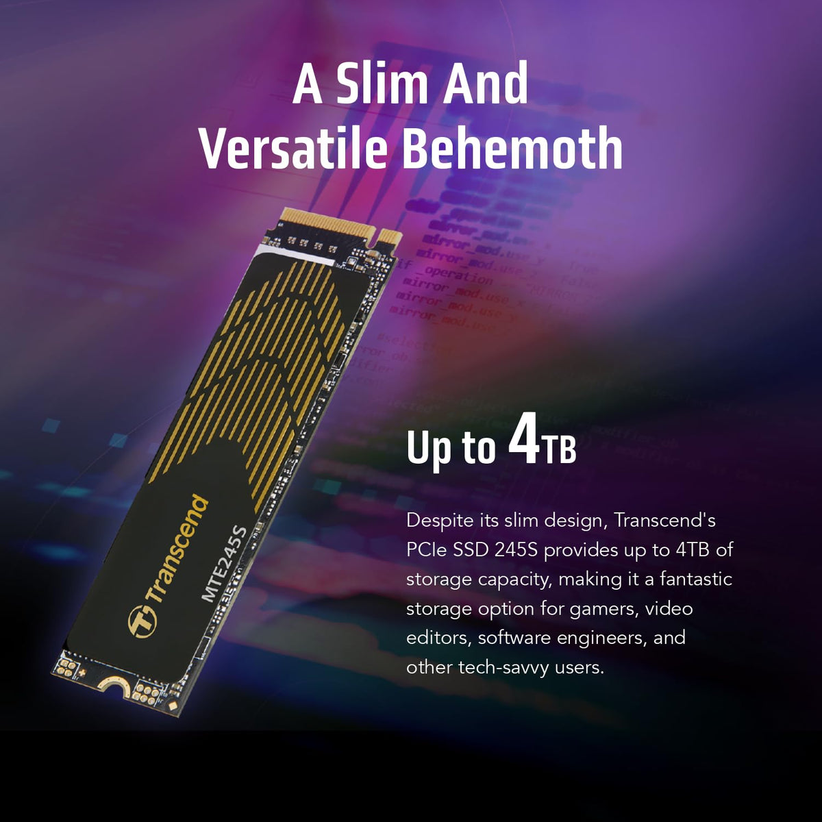 Transcend MTE245S M.2 2280 NVMe PCIe Gen4 x4 SSD, Graphene Heatsink