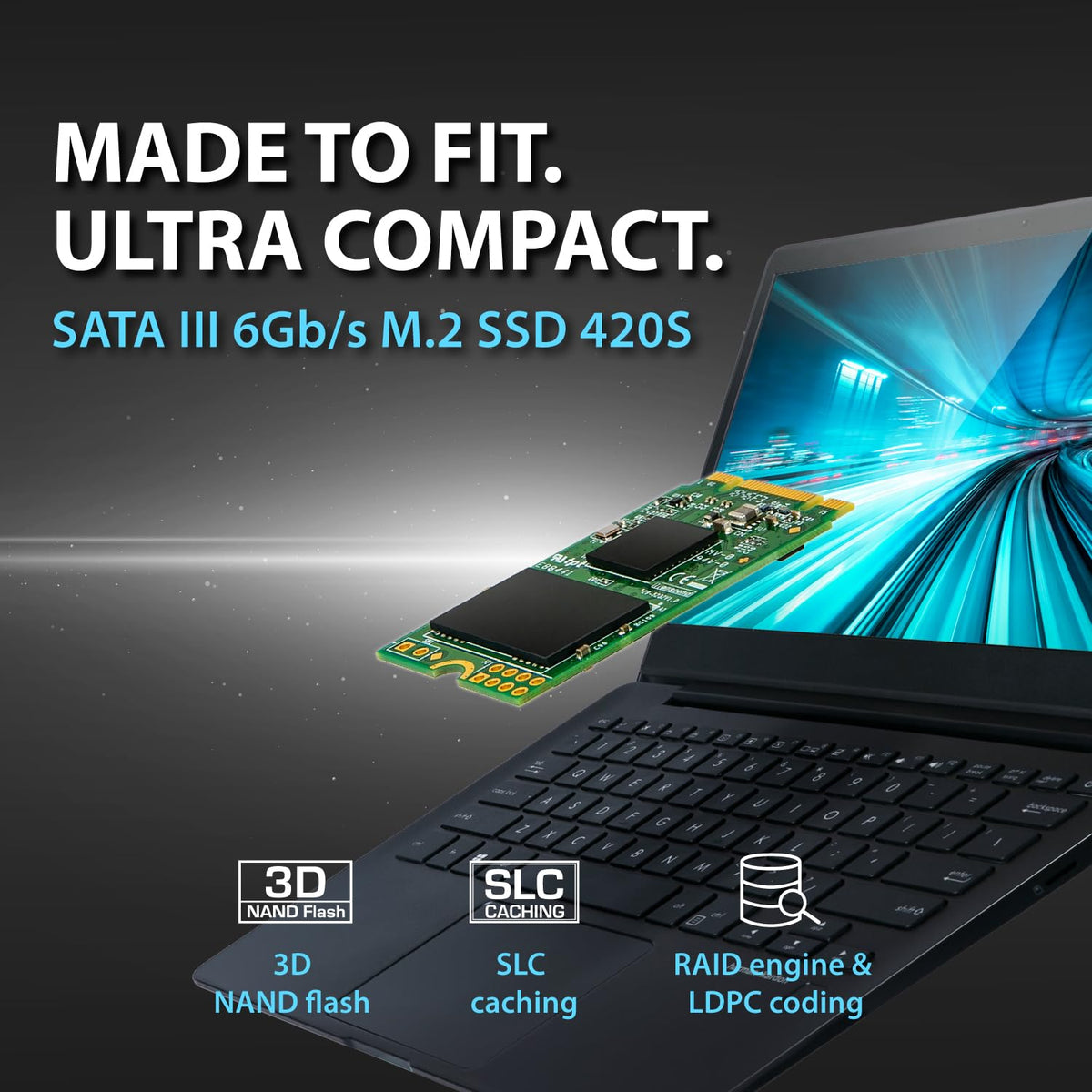 Transcend MTS420S M.2 2242 SATA III SSD, 3D NAND