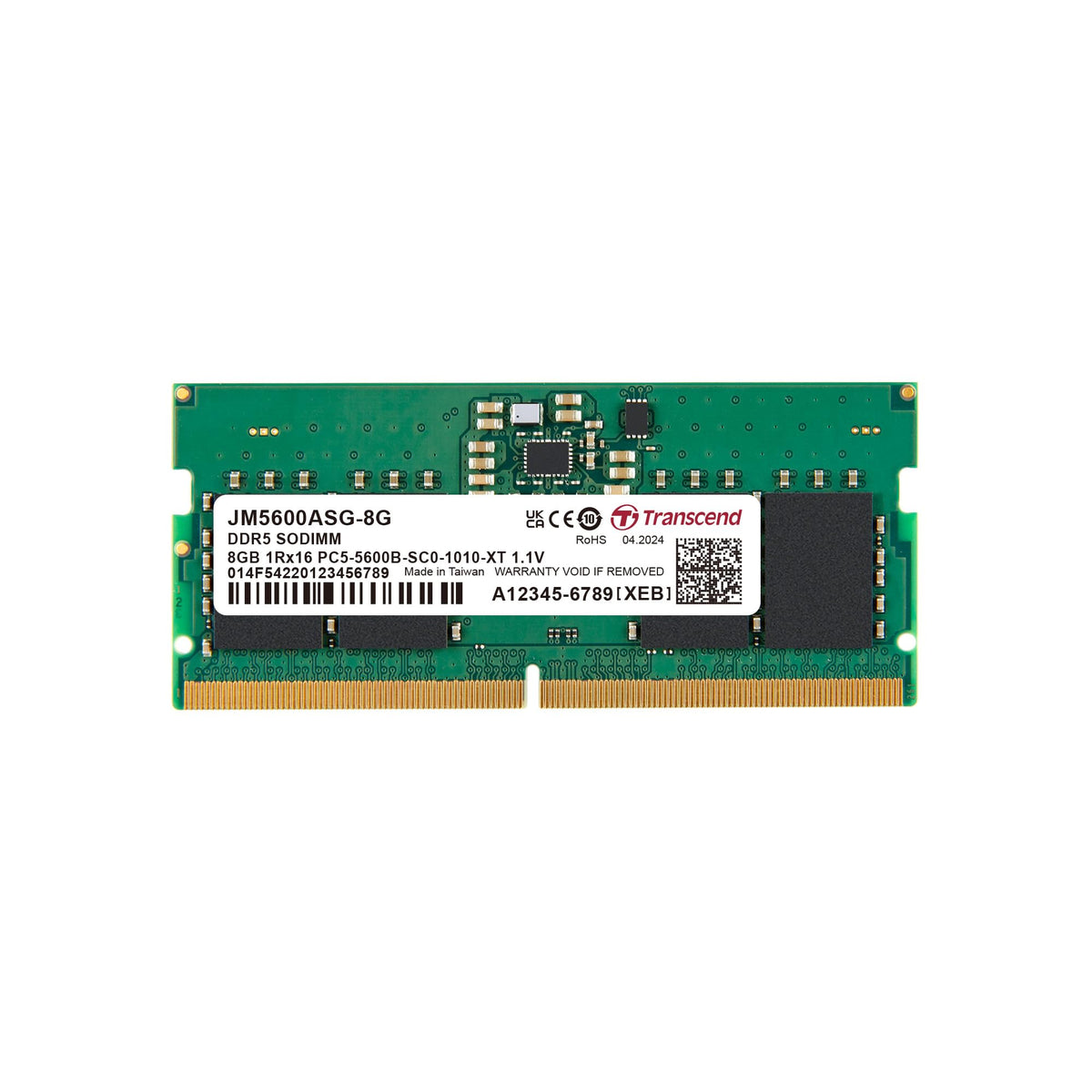 Transcend 8GB DDR5 5600 SO-DIMM 1Rx16 1.1V