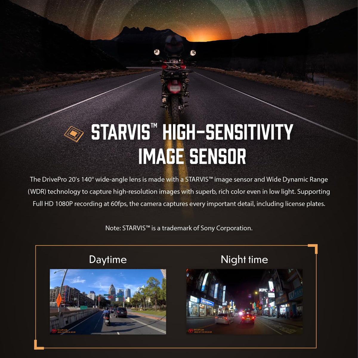 Transcend DrivePro 20 Motorcycle Dashcam, Full HD 1080p, IP68
