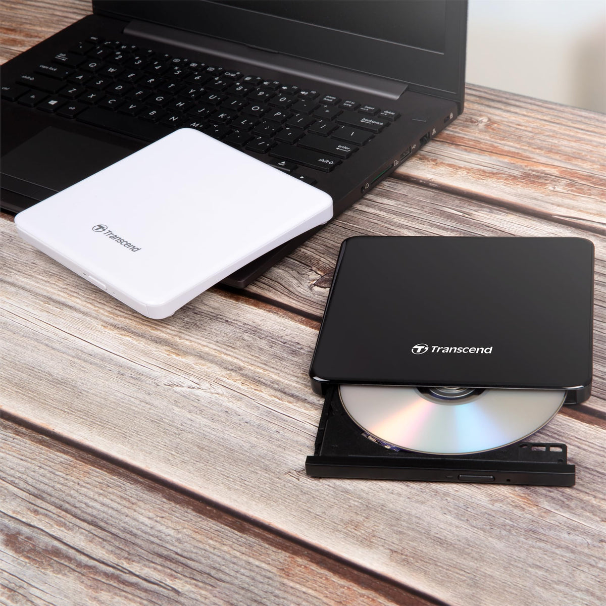 Transcend Information 8X Extra Slim Portable DVD Writer Optical Drive