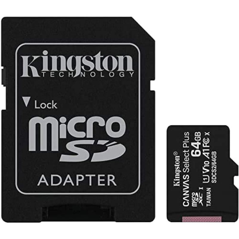 Kingston microSDHC Canvas Select Plus 100R A1 C10 Card + ADP - 64GB