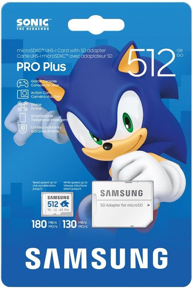 Samsung Sonic Pro Plus microSDXC Memory Card with SD Adapter - 512GB
