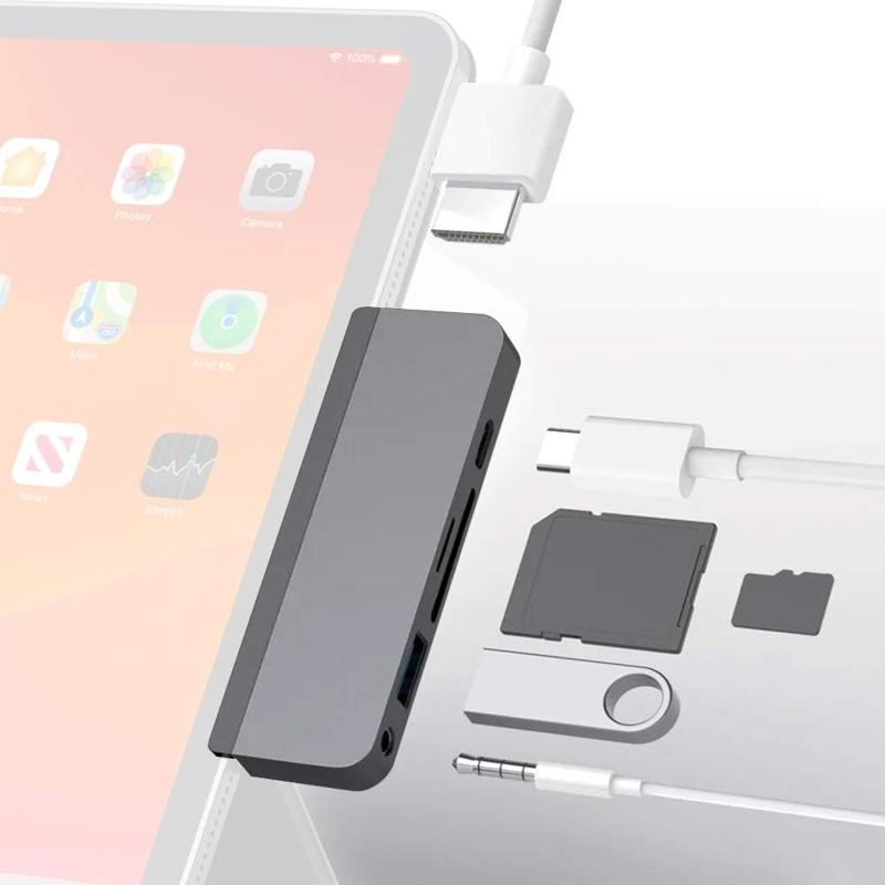 Hyper HyperDrive USBC Hub Adapter 6-in-1 Dongle with USB C PD Charging (HYP-HD319B-GRAY-L)